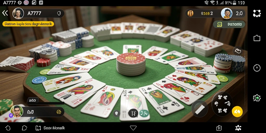 Tangkapan layar A7777 menampilkan gameplay seru Gaple.