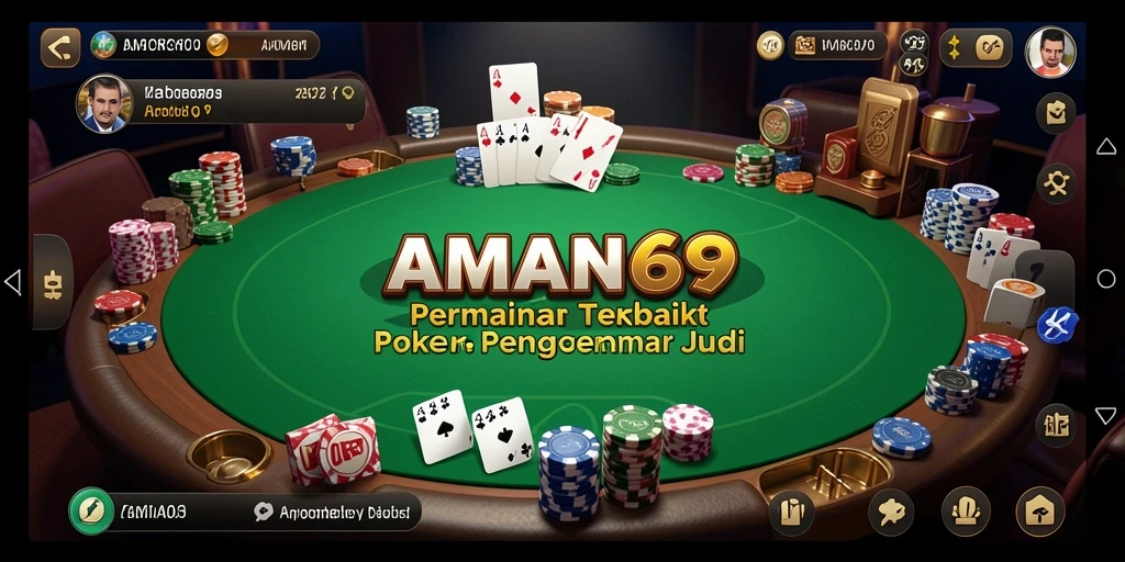 Screenshot gameplay AMAN69 menunjukkan suasana seru permainan poker.
