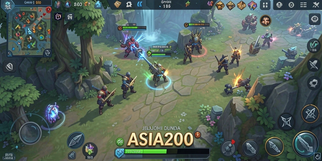 Screenshot gameplay <strong>ASIA200</strong> menampilkan pertarungan strategis yang seru.