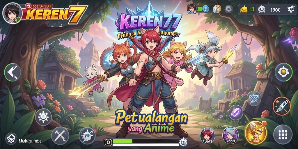 Tampilan gameplay KEREN77 yang penuh aksi anime.